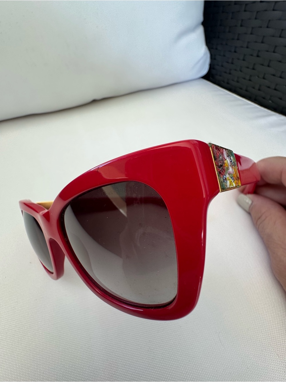 Dolce & Gabbana Red Oversized Cat-Eye Sunglasses for Women